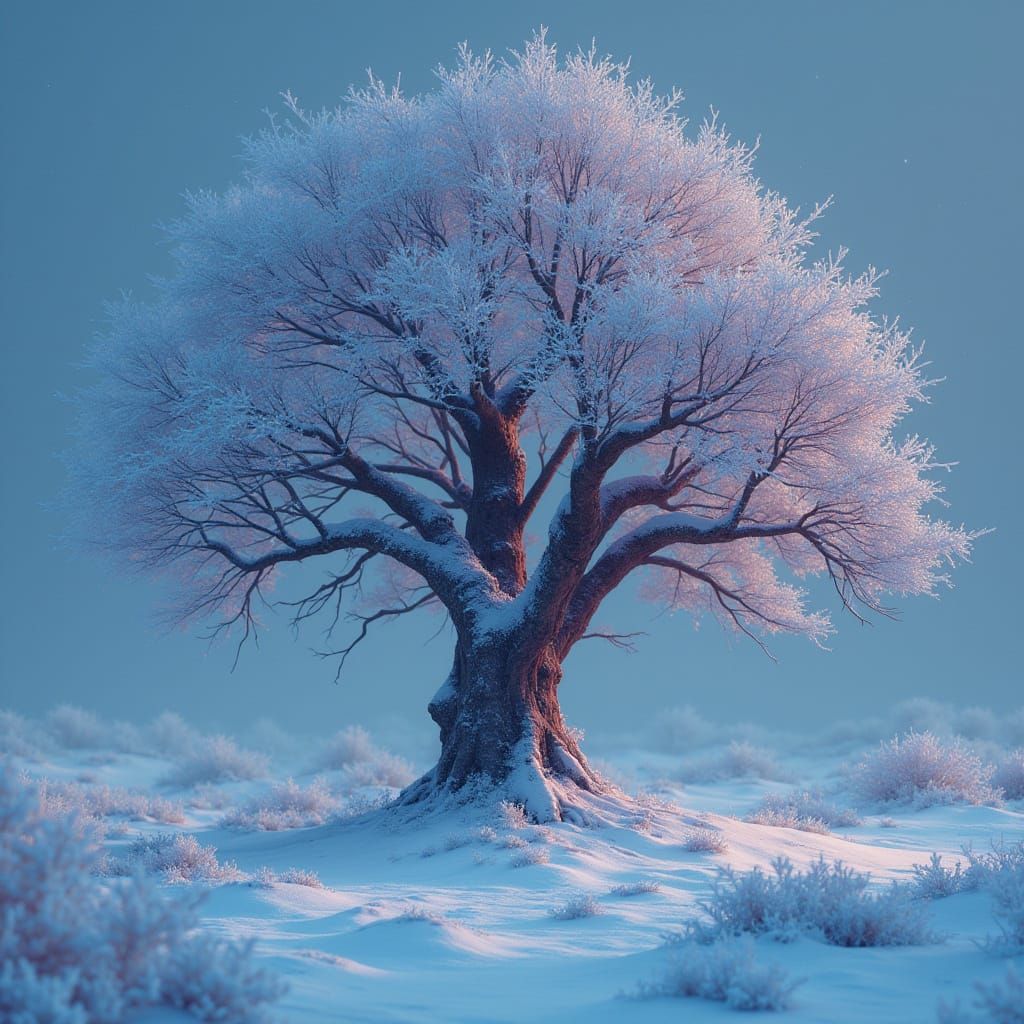 Fantasy Tree Face in Snowy Wonderland, High-Fantasy Concept ...