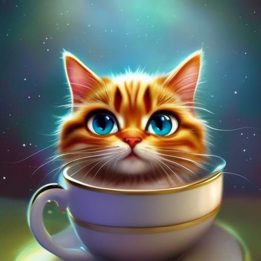 Cat in a Teacup AI Generated Artwork NightCafe Creator