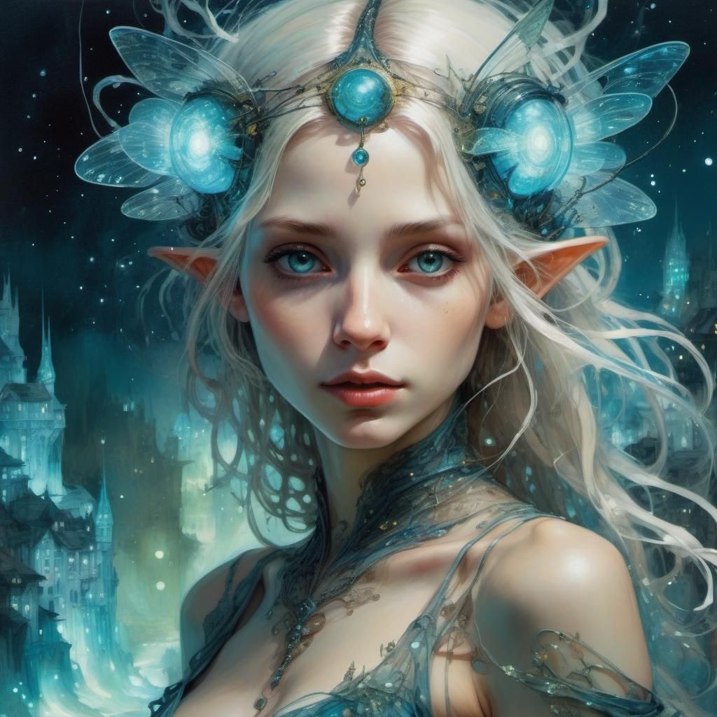 Elven Fantasy kingdom of Swirling bioluminescence, by 