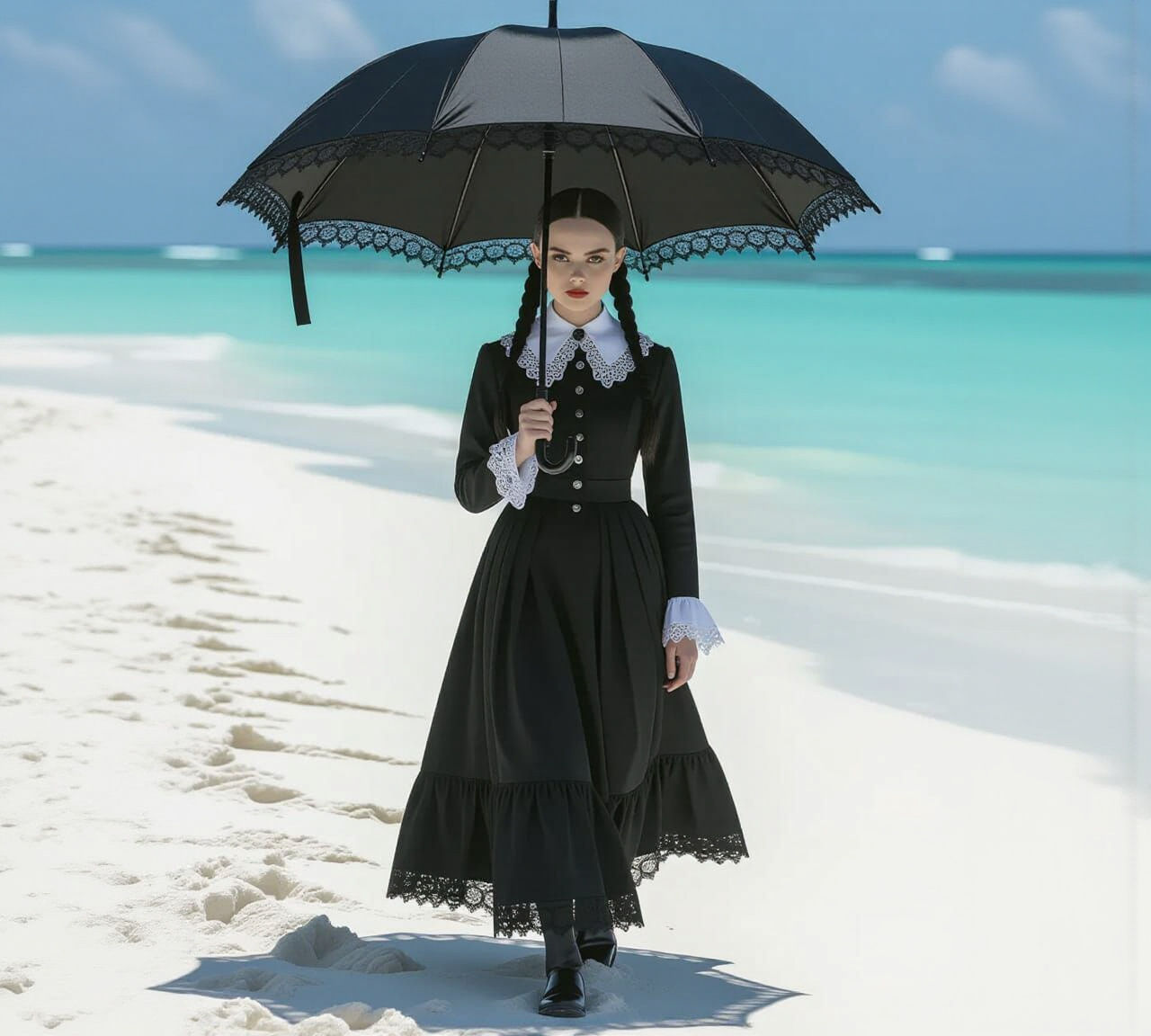 Wednesday Addams at the Beach 