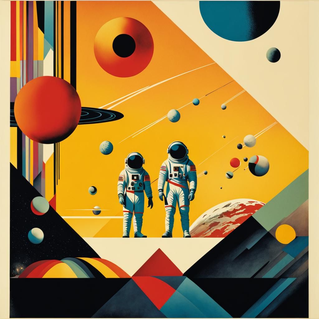 colourful, Bauhaus, graphic. faded design science fiction Nasa ...