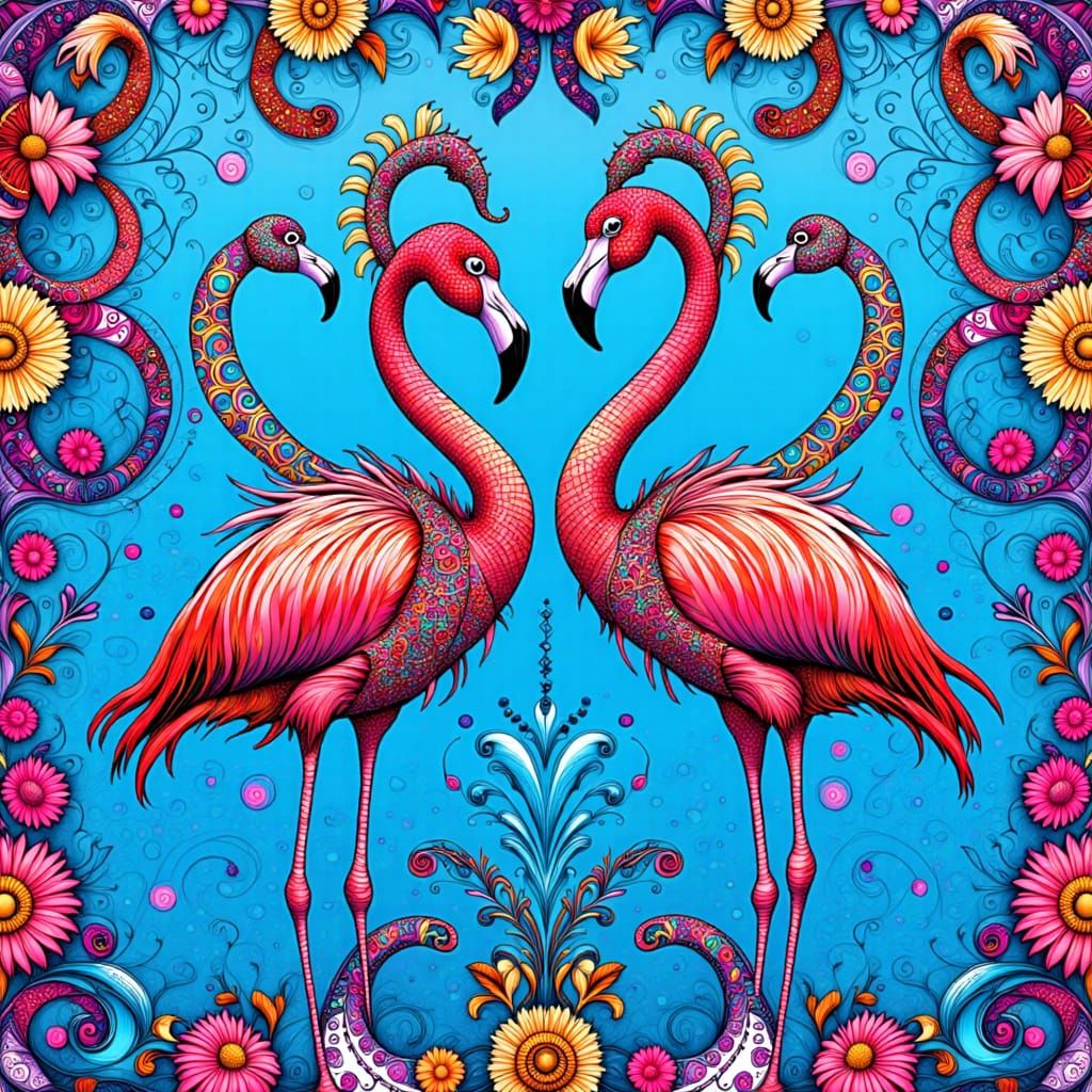 Vibrant Zentangle Creatures in Triadic Colors