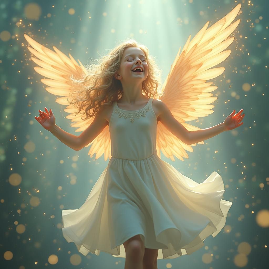 Dreamy Angelic Figure in Whimsical Digital Art