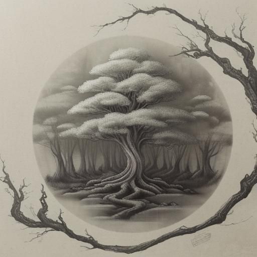 Serpent Spirit in Misty Forest: Chinese Ink Painting
