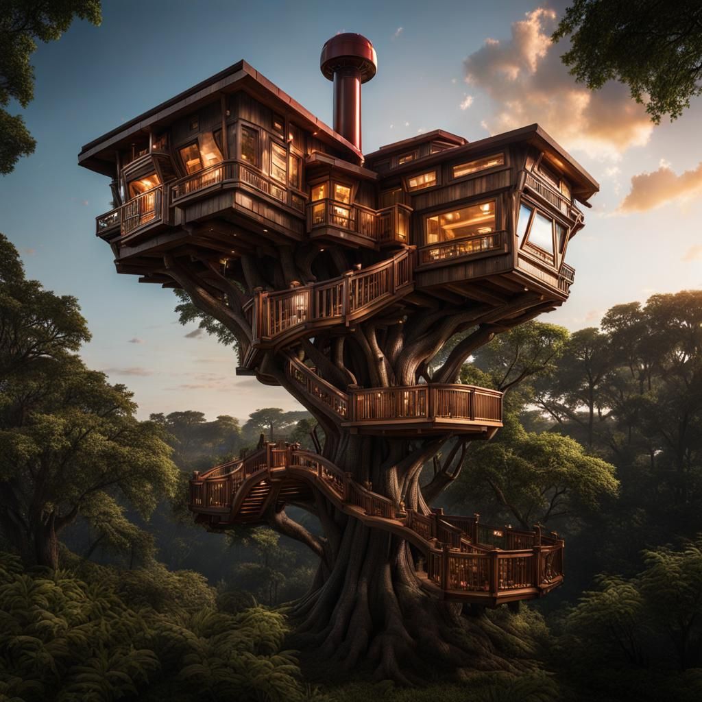 (Ironman inspired treehouse 1:3), intricate details, HDR, be...