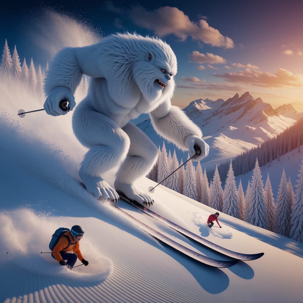 A majestic yeti skiing  by @Ricky schatz