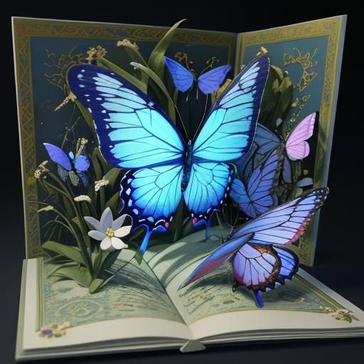 pop-up book with 3D butterflies
