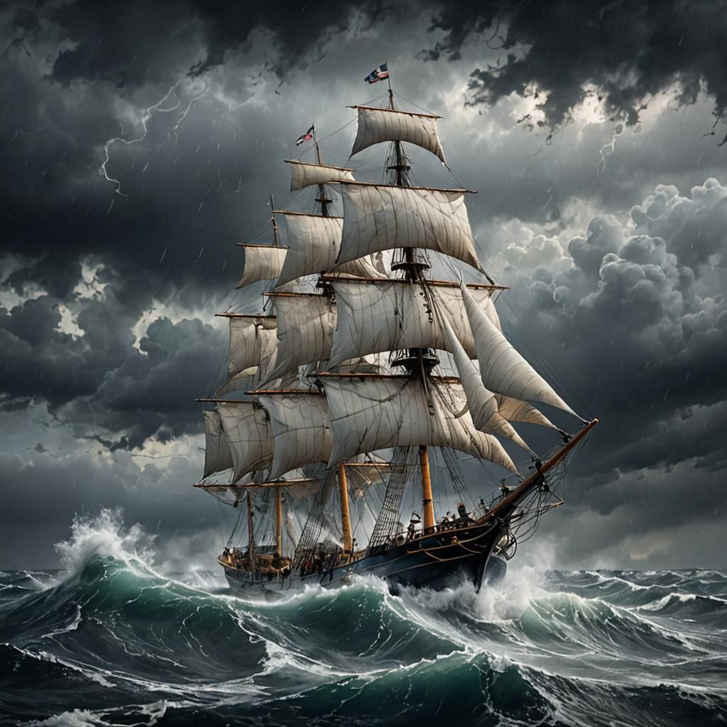 sailing ship at full tack in high winds  by @AFCBFan07