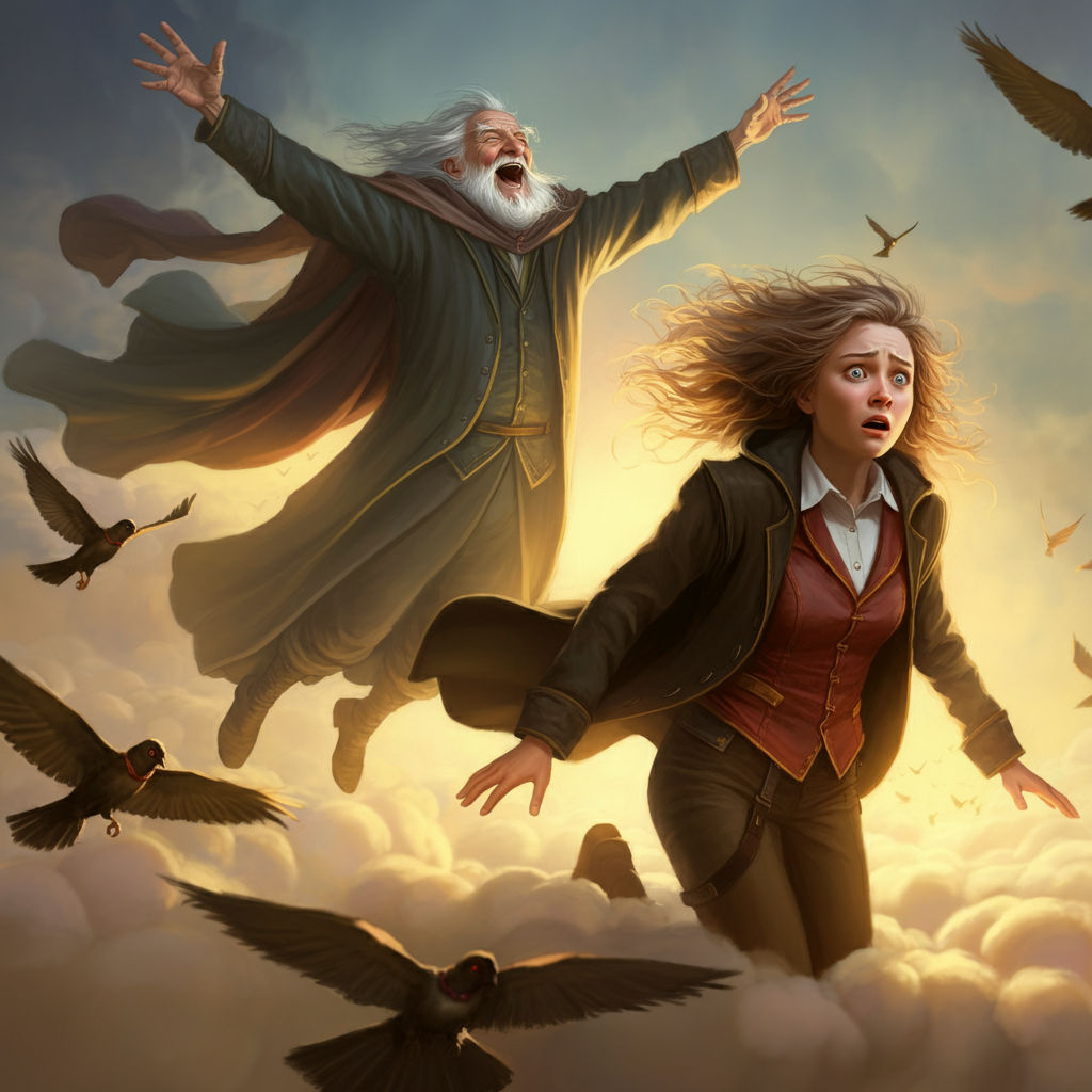 A wizard teaches his apprentice to fly!