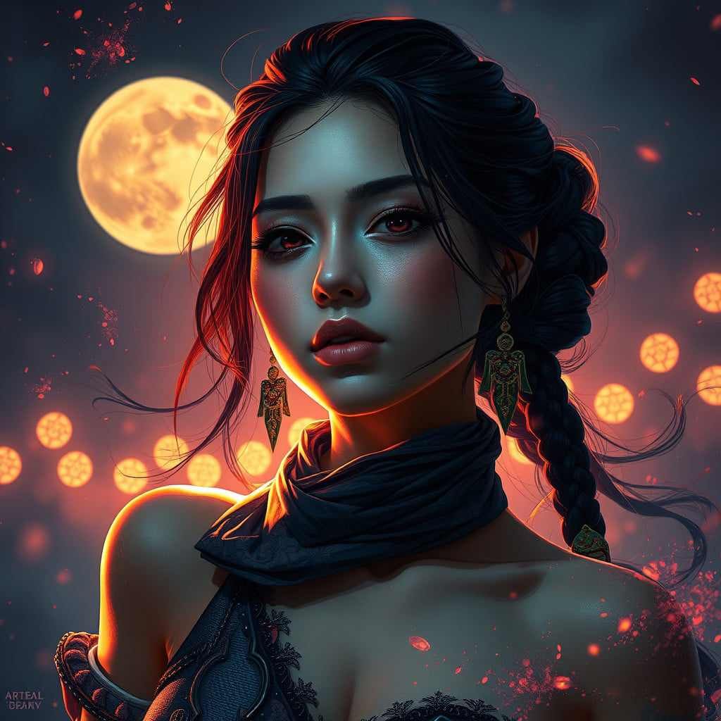 The moon watches over her