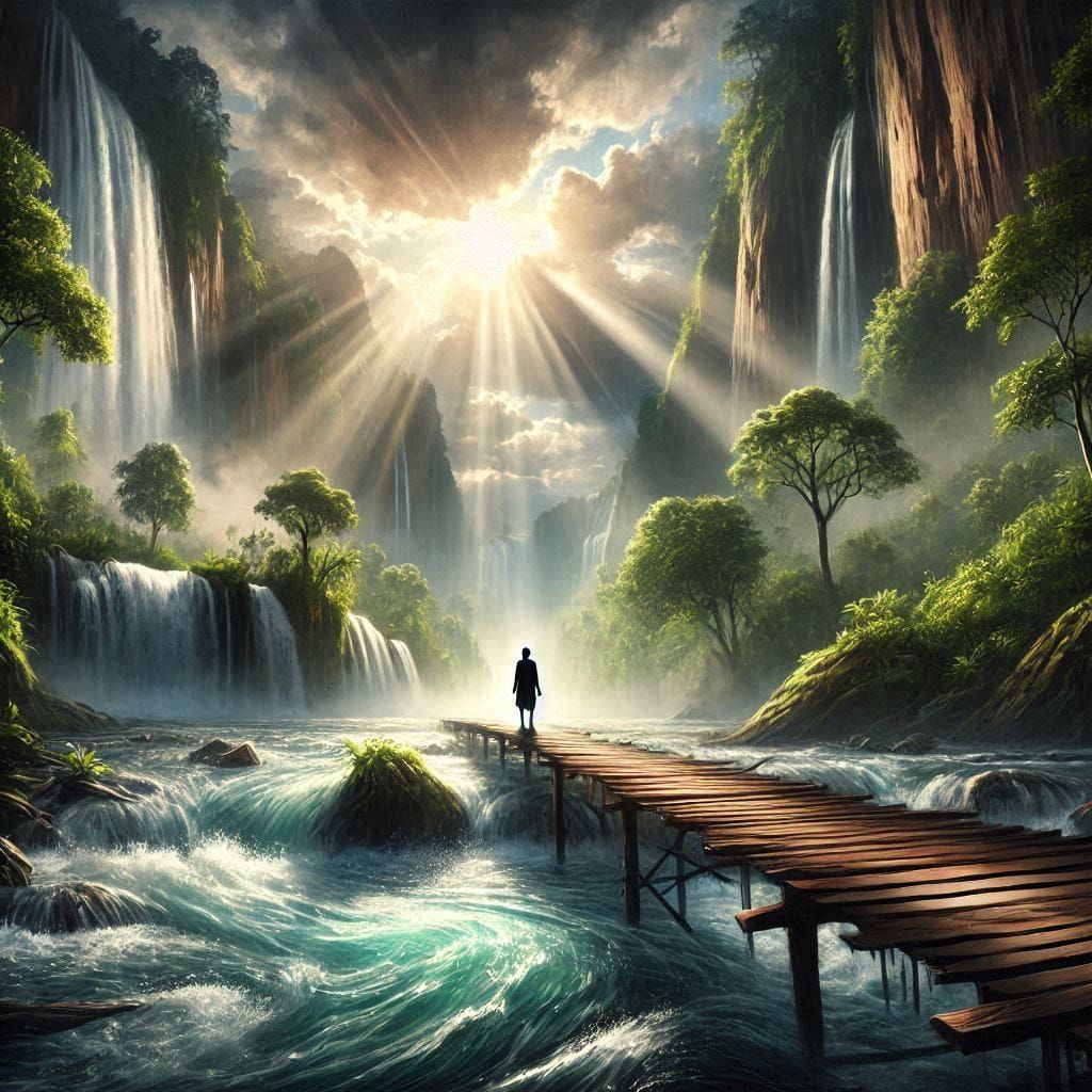 Tranquil white noise of the waterfall