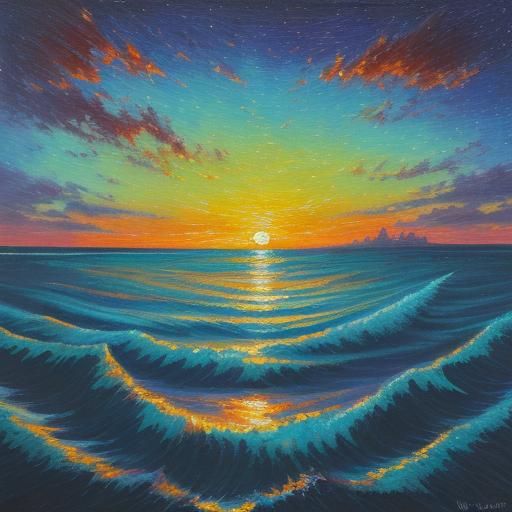 The sunset in the ocean