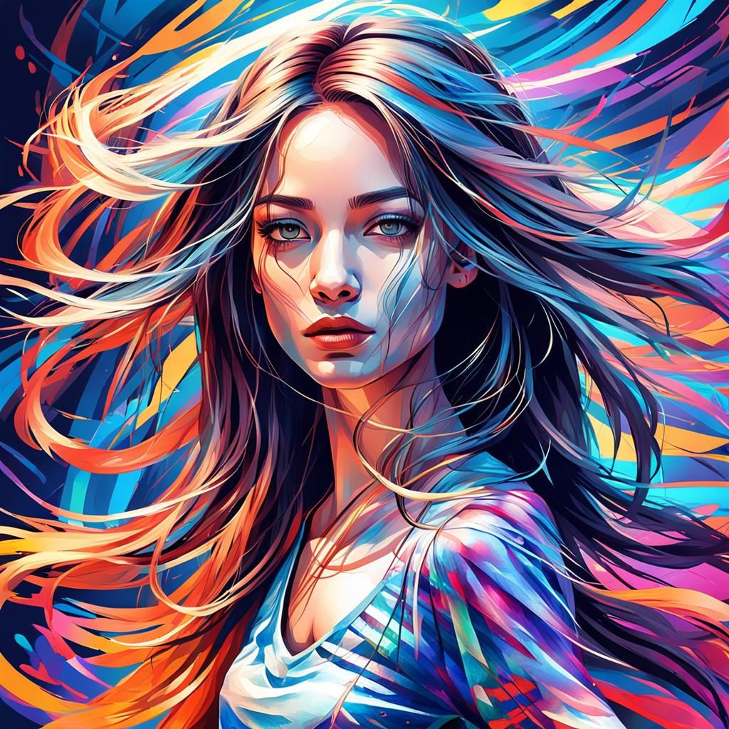 Elegant Dancer in Motion: Fantasy Art Portrait
