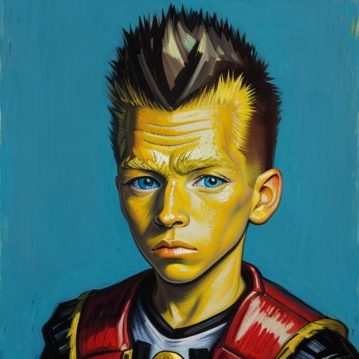 A portrait of Bart Simpson, 10 year old boy, vincent van gogh, detailed ...