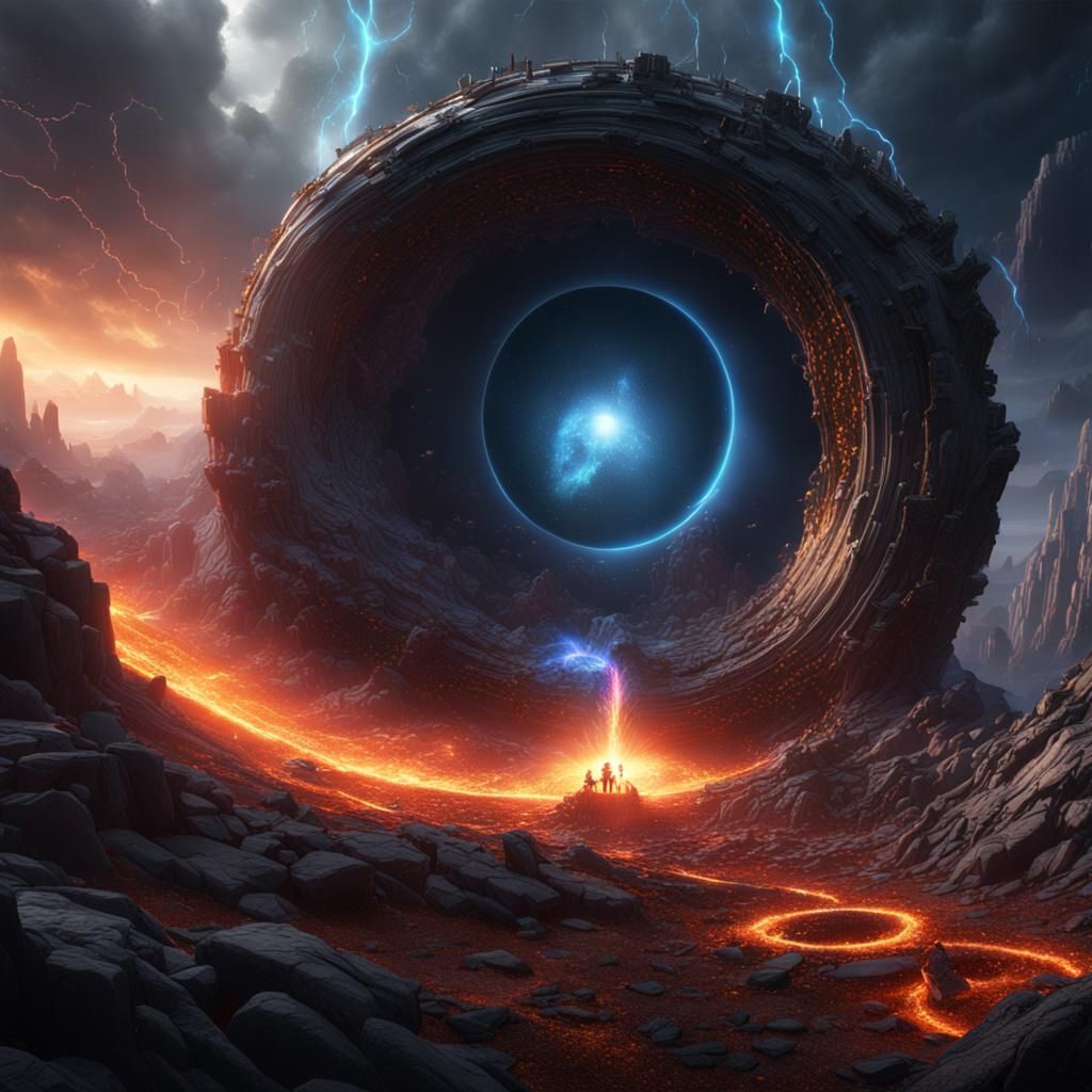 black hole attracting light detailed matte painting, deep co...