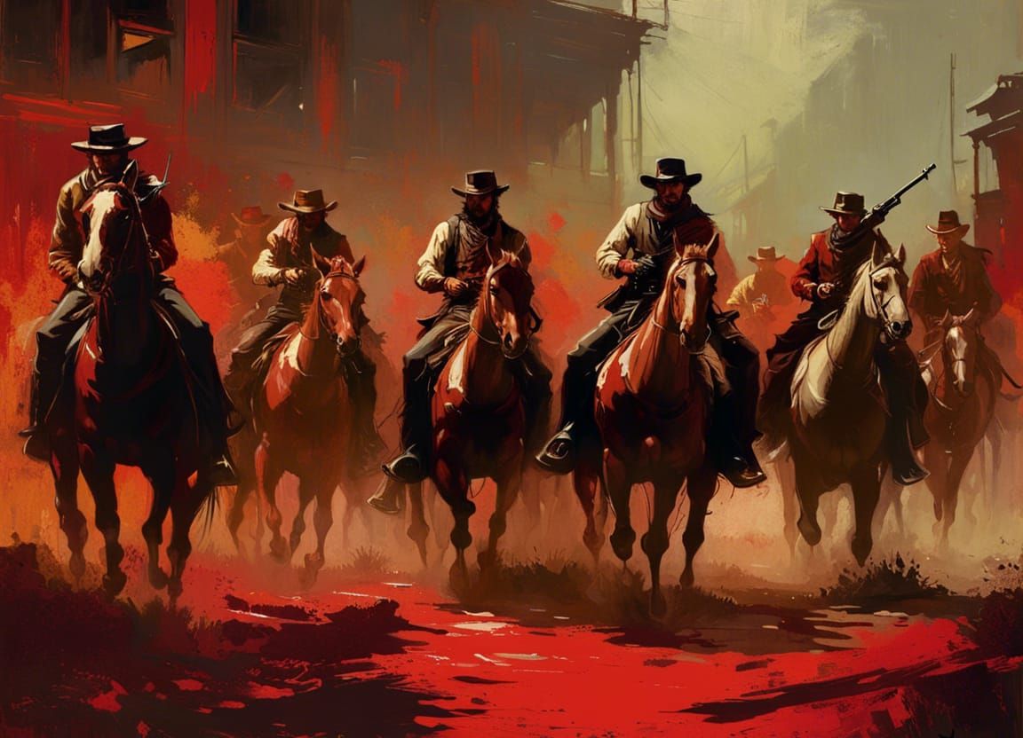 Cowboy posse ride into town  by @RandomJ