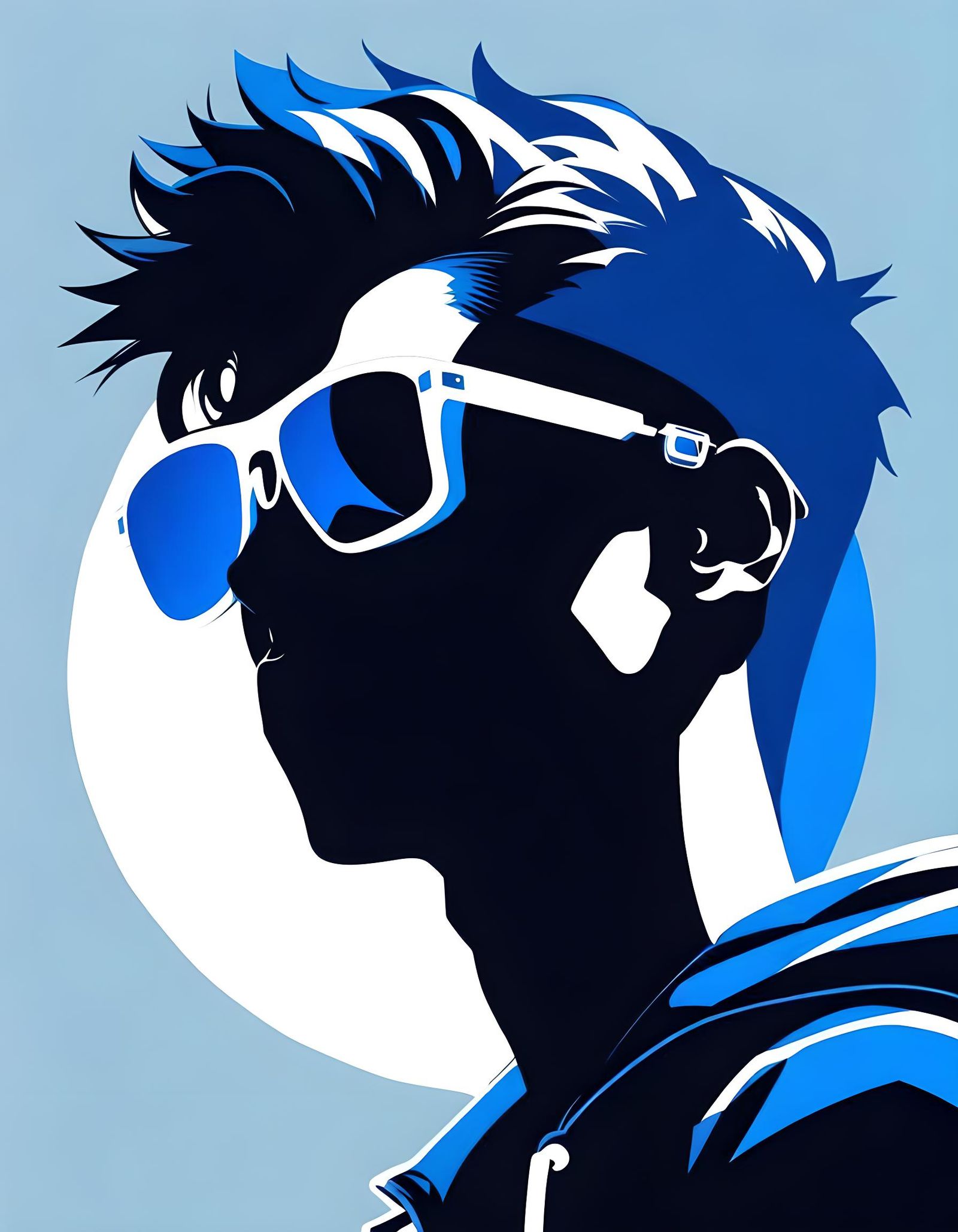 Gamerpunk Boy Silhouette in Cartoon Style