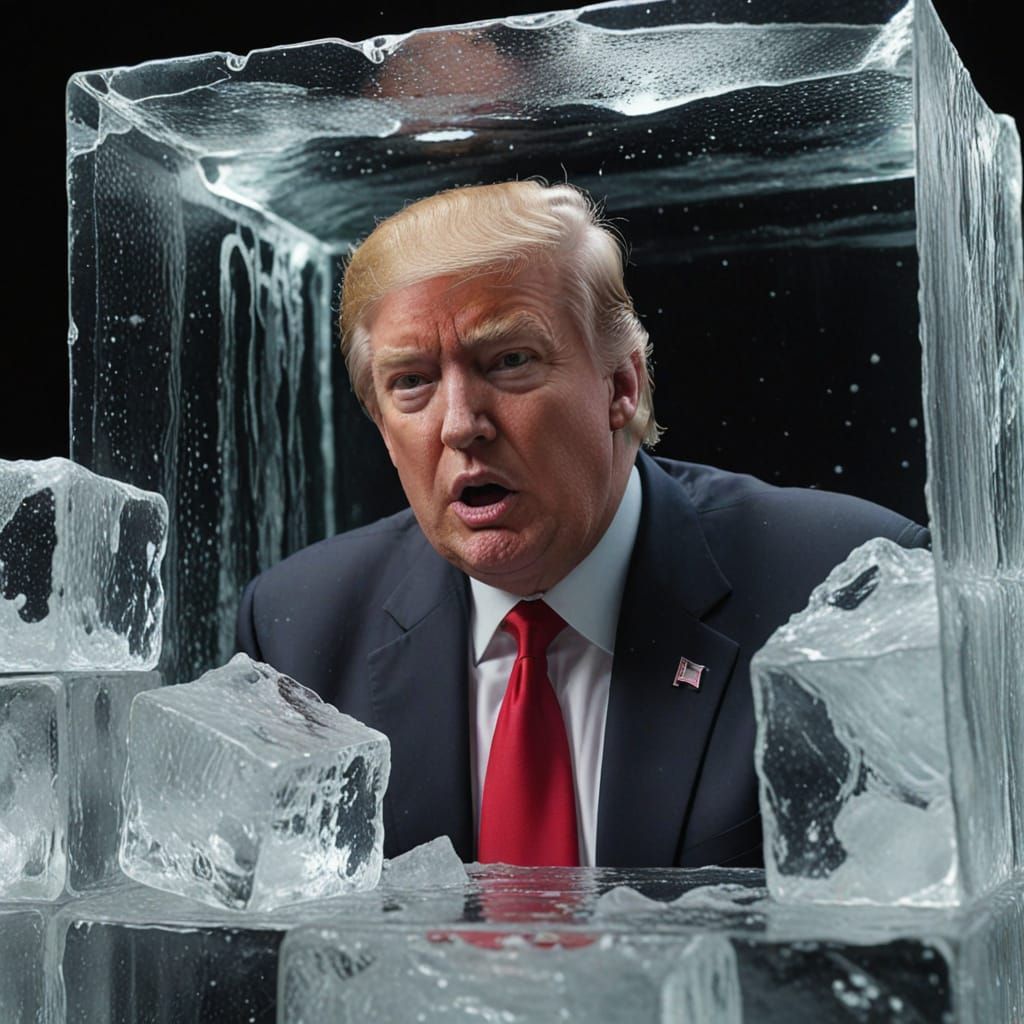 Donald Trump Trapped in Giant Ice Cube