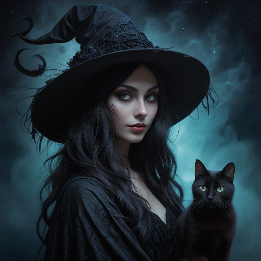  Sorceress and her cat   by @Trish