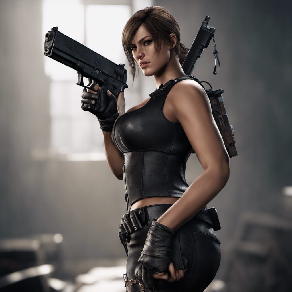 Ashley Graham with gun