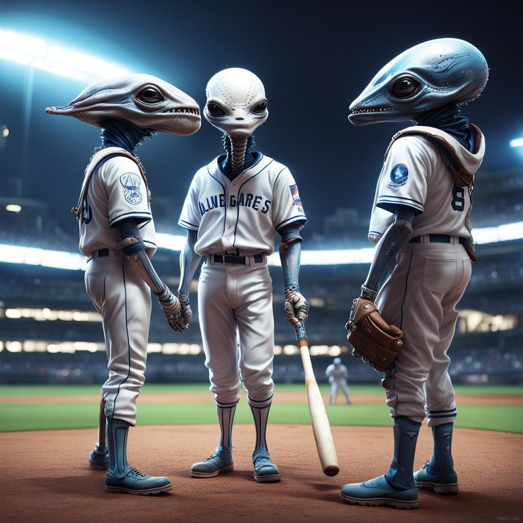 Aliens playing baseball  by @shadow303