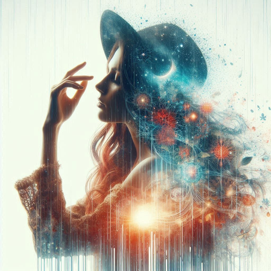 double exposure beautiful fantasy portrait landscape..