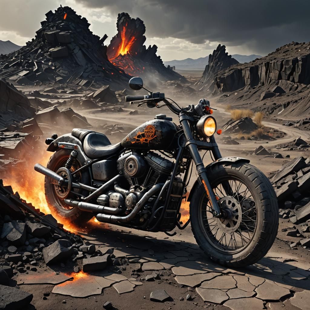Harley Davidson Emerging from the Ground