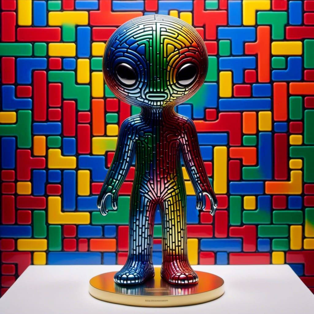 <lora:Haring 3D:1.0> alien sculpture