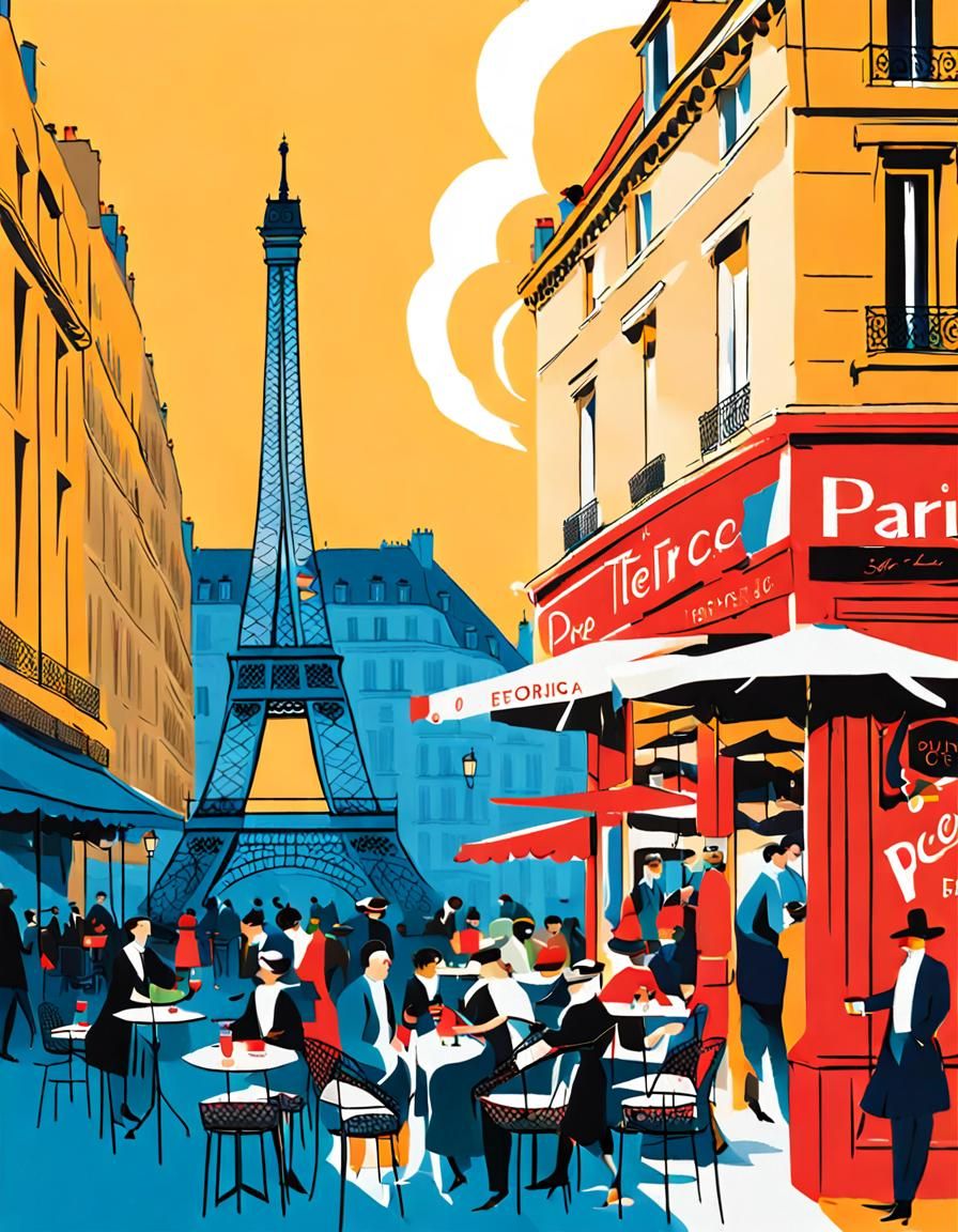 A busy terrace in Paris