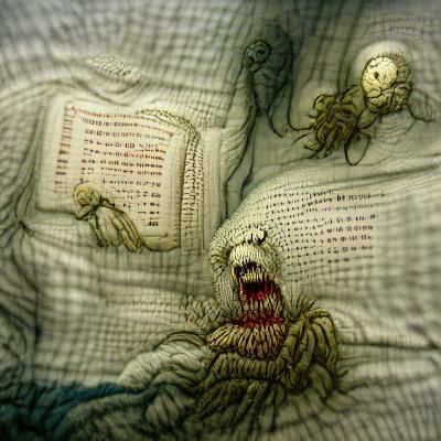 Embroidery in a library. Nightmares, nightmares and nightmar...