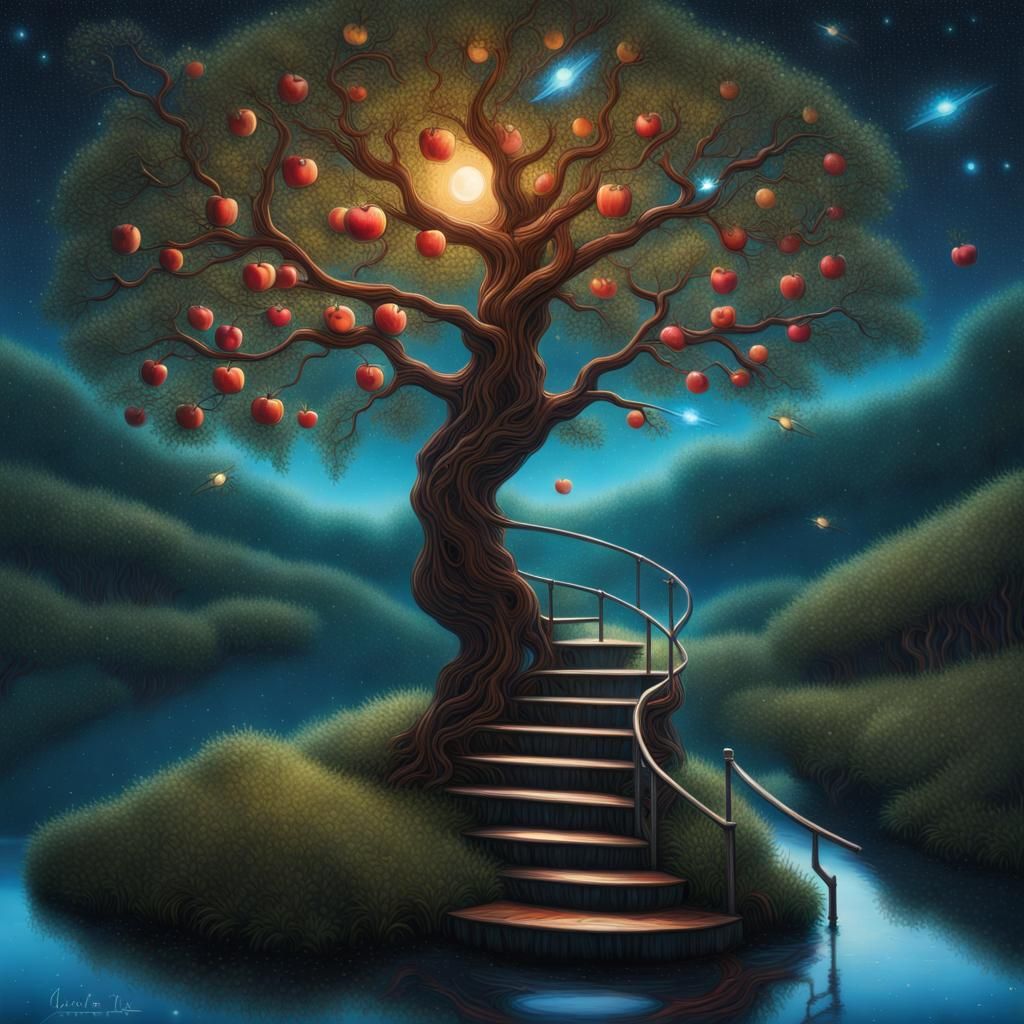 Cosmic apple tree, reflections, convergence across the stars...