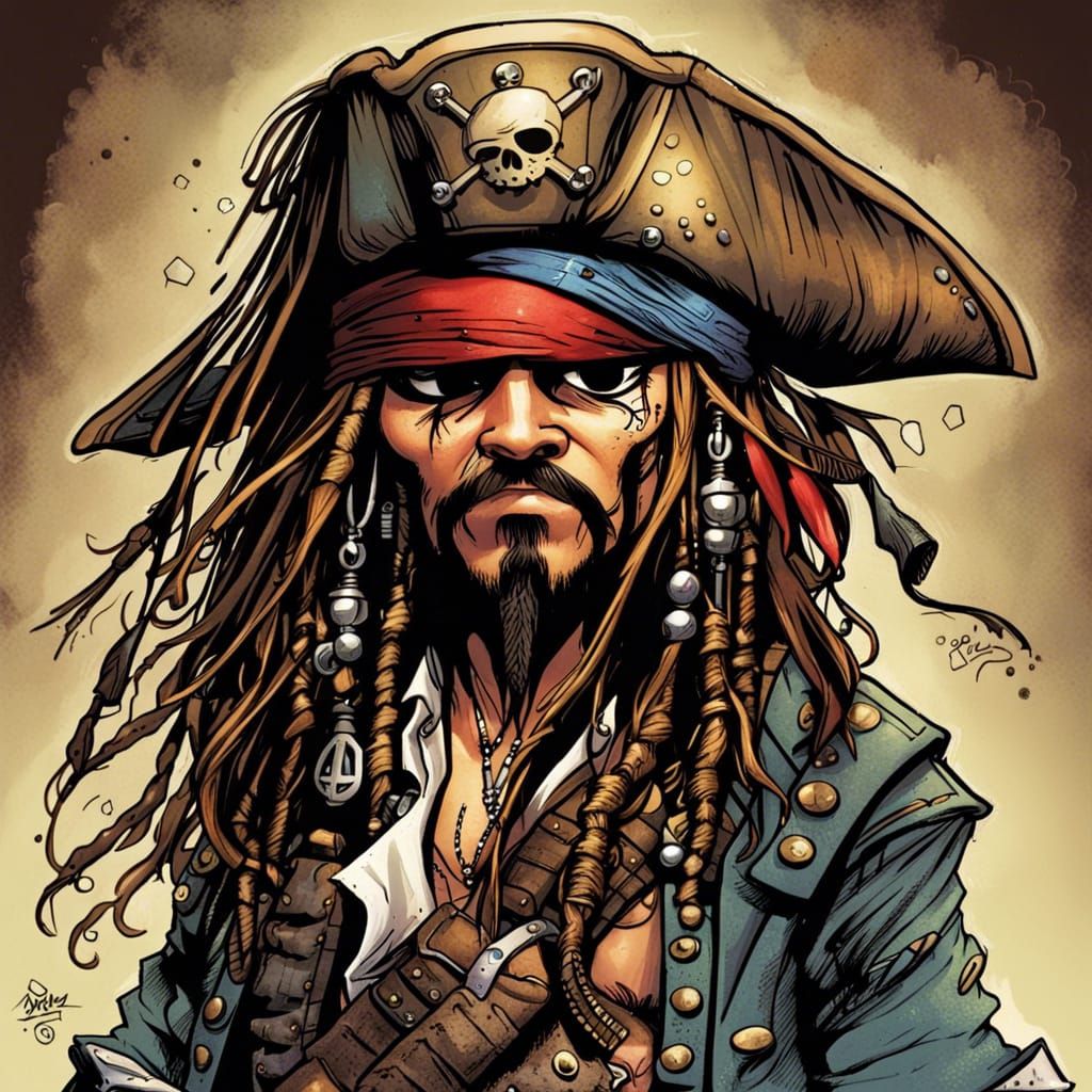 Captain Jack Sparrow Cartoon - AI Generated Artwork - NightCafe Creator