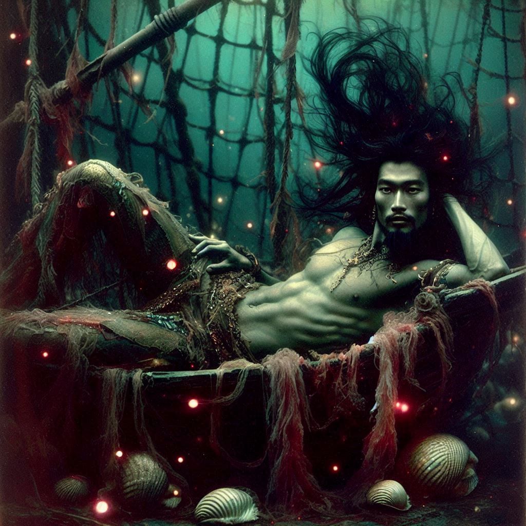 reclining seductively underwater