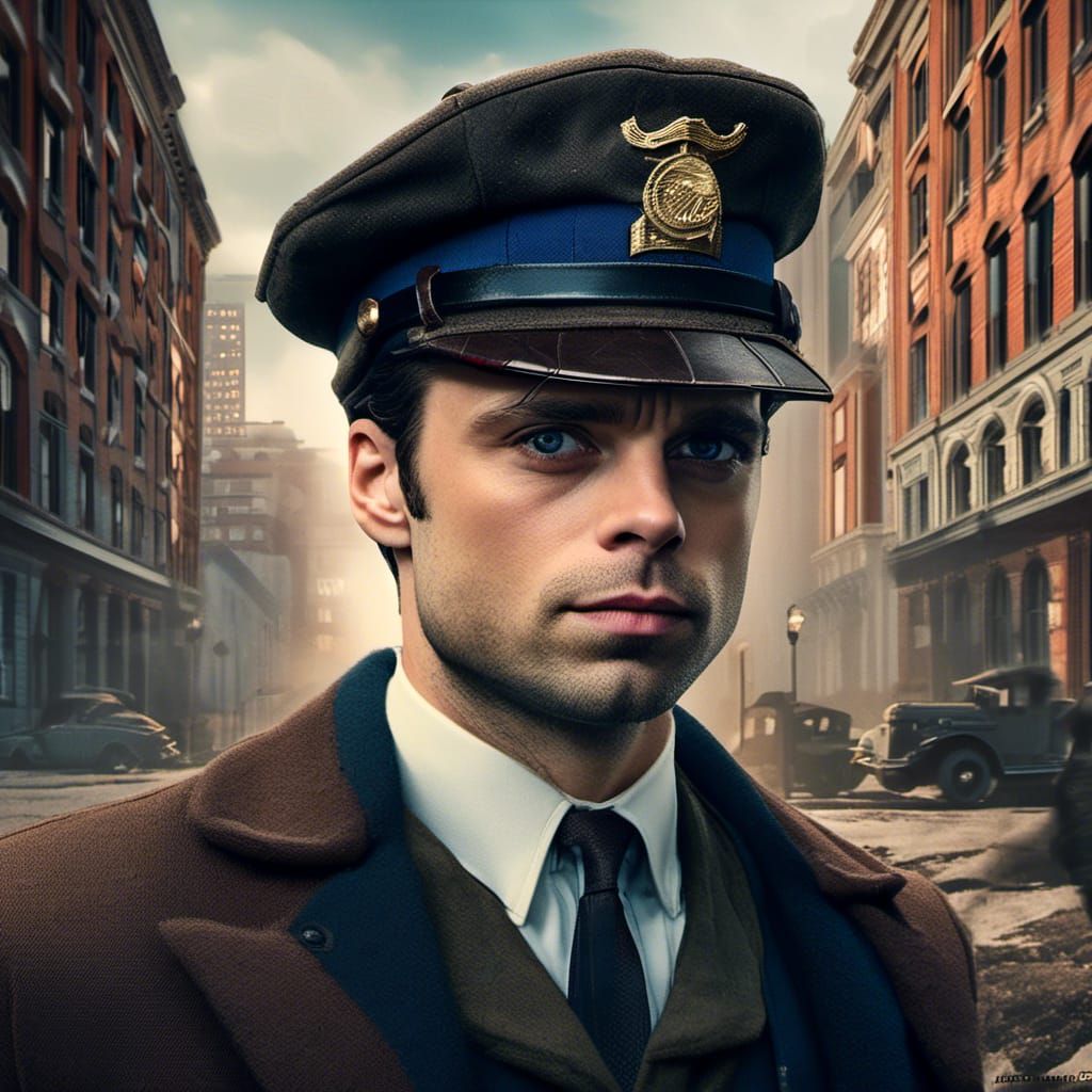 A beautiful highly detailed actor Sebastian Stan in a badass...