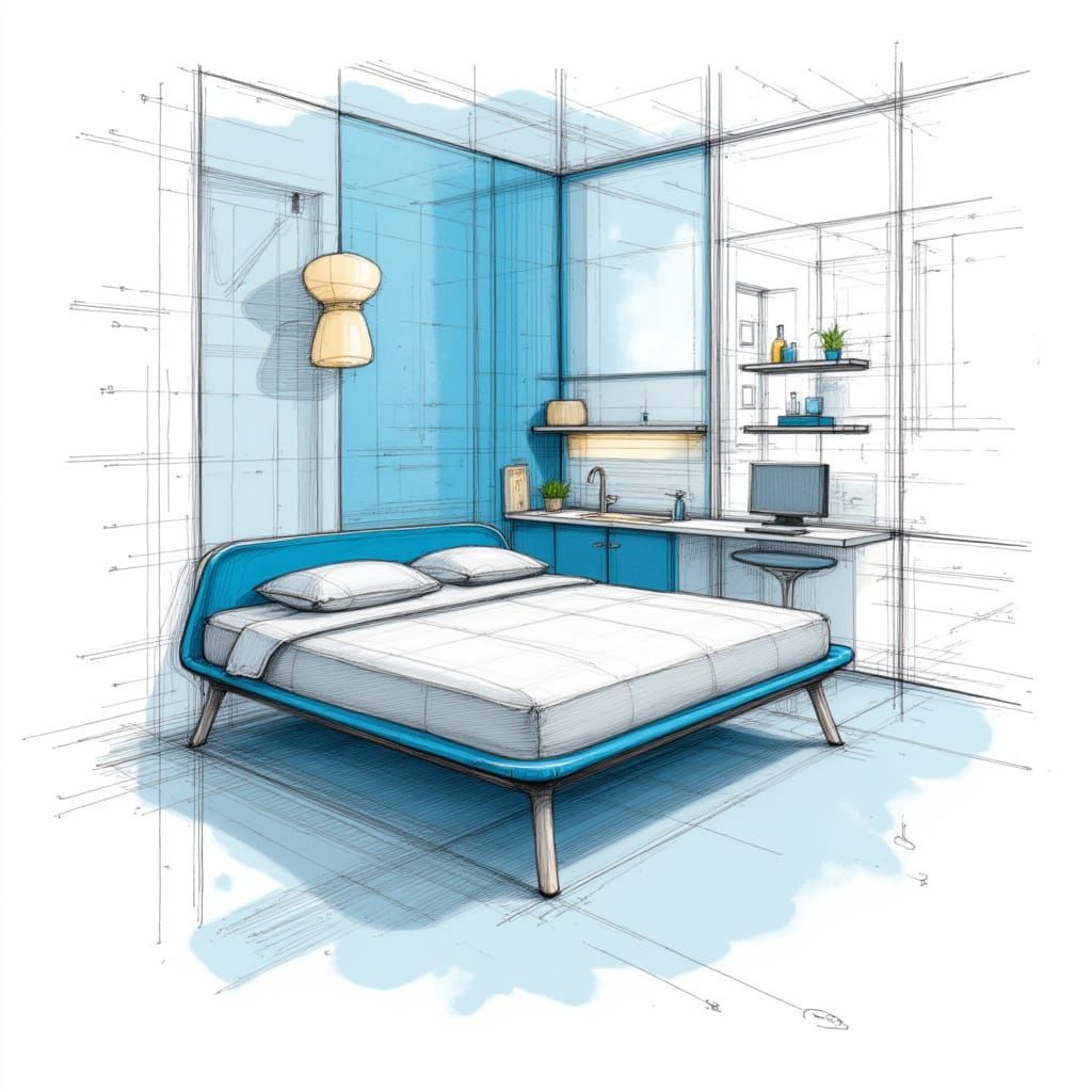<lora:designsketch:1.0> 
design sketch wall-mounted sleeping pod, pen drafting style, promarker gradients, flatbed-scan look, structural ca...