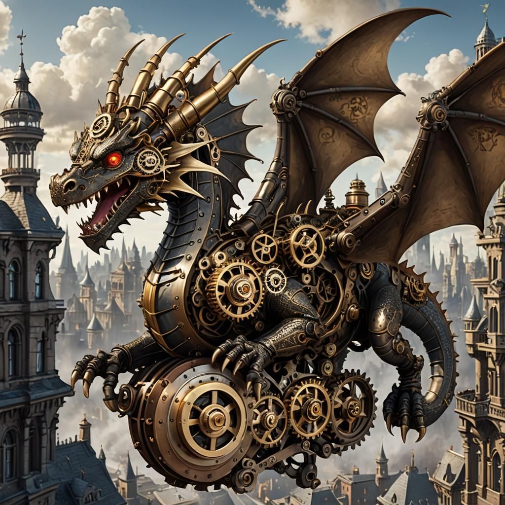 steampunk dragon  by @char aznable