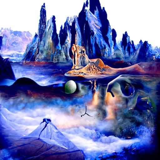 Lost Atlantis in misty mountains on Mars 8k resolution holog...