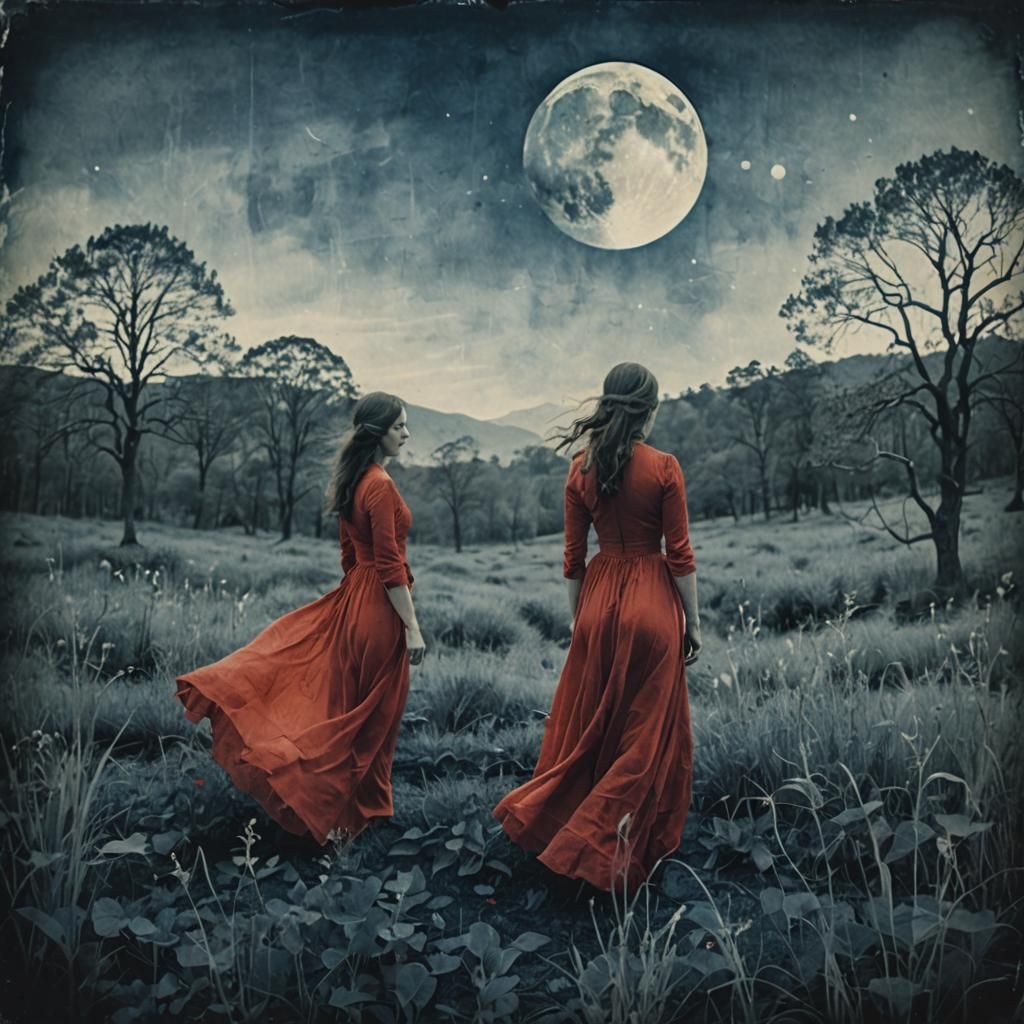 Ethereal Cyanotype Landscapes album cover art The Lady in Red ...