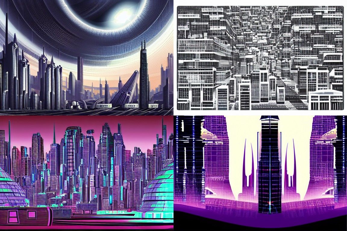 Sci-fi city in the style of Net art
