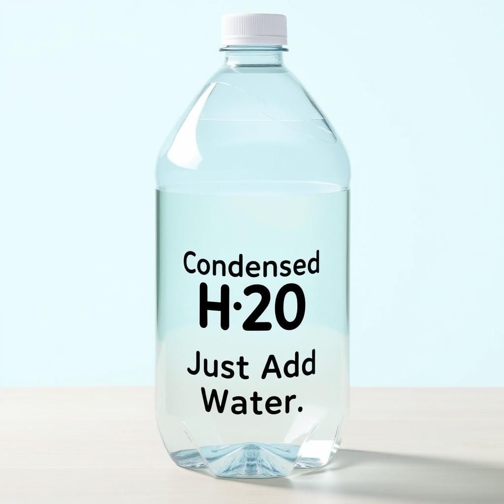 large empty plastic bottle: Text: "Condensed H20" Text: "Just Add Water"  by @undefined