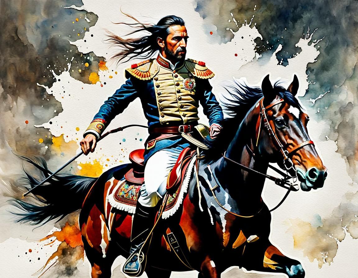 A blue tunic on a wild horse