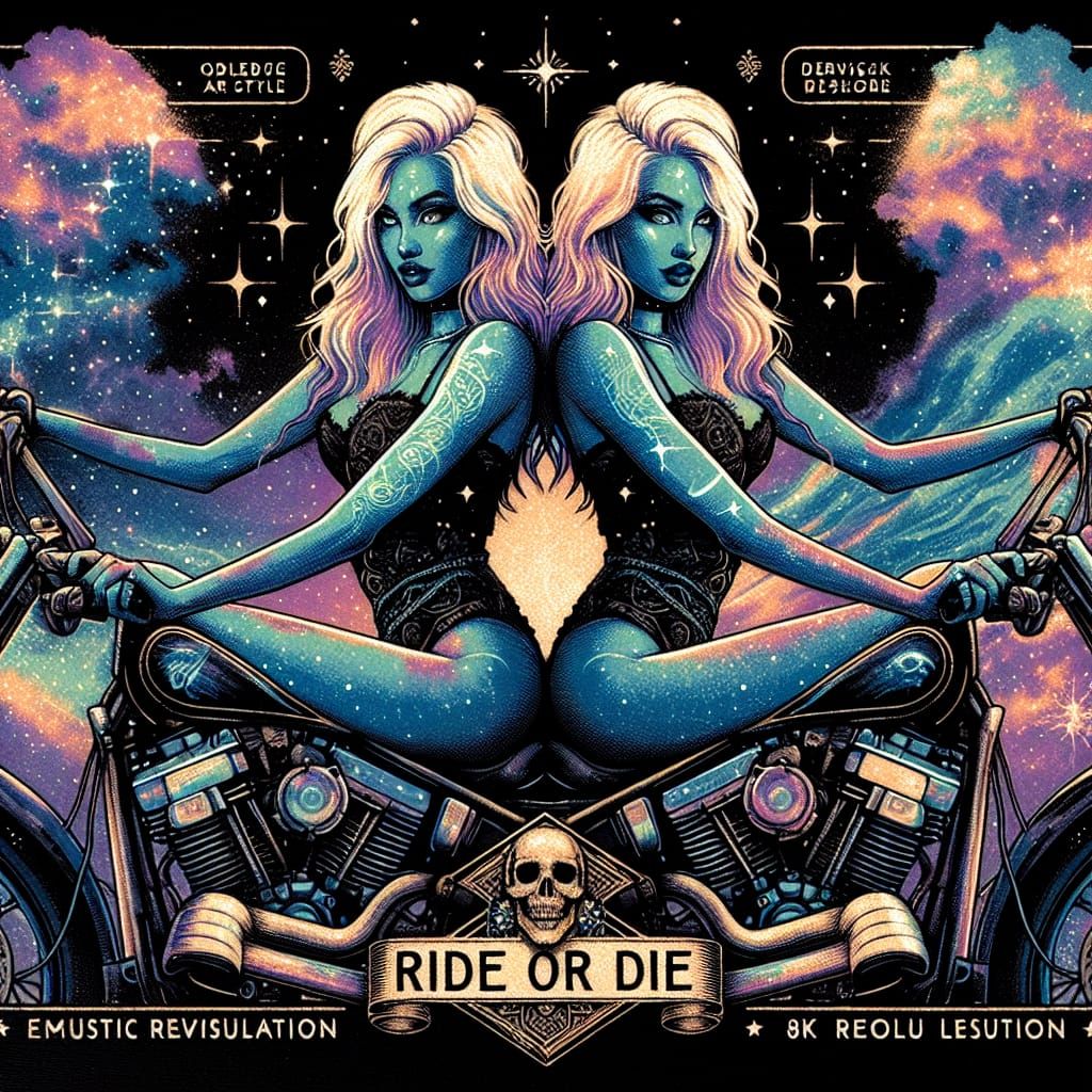 a picture of two gorgeous blonde girls riding motorcycles an...