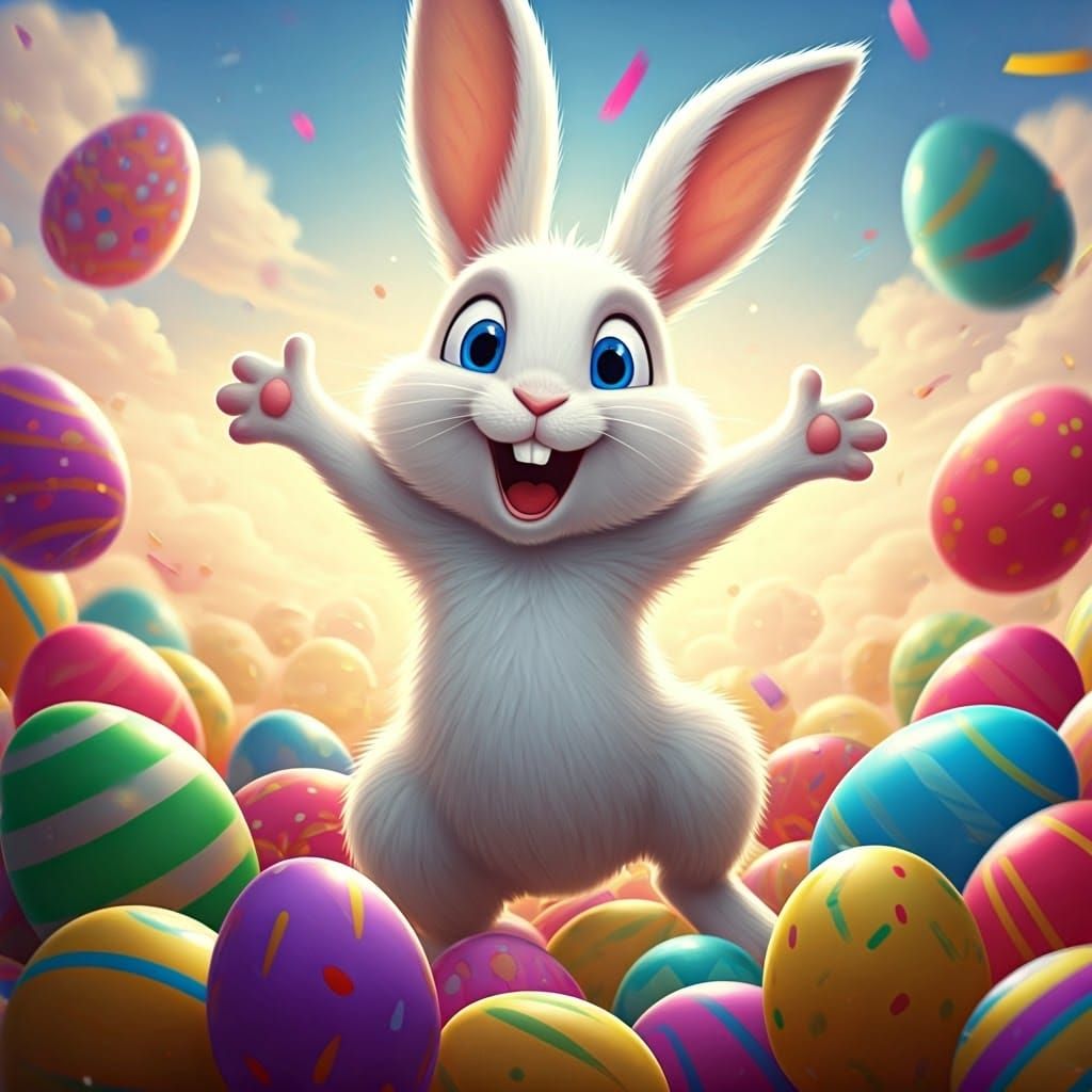 Excited Easter Bunny  by @Thomas