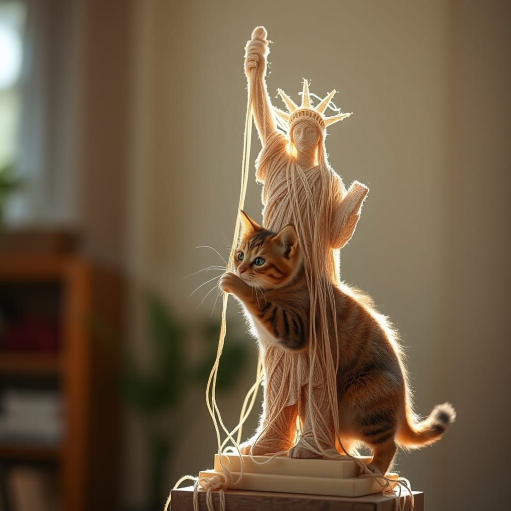 The Statue of Liberty made of string  by @Gouty