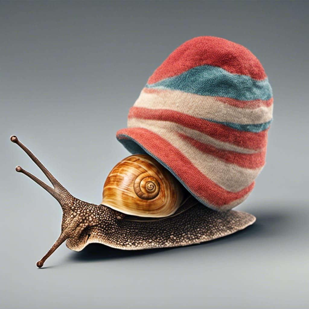 snail with cool hat and cool shell and  
with only no eyes
