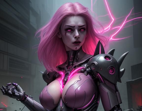 A cybernetic female vampire massive monster with Cybernetic ...