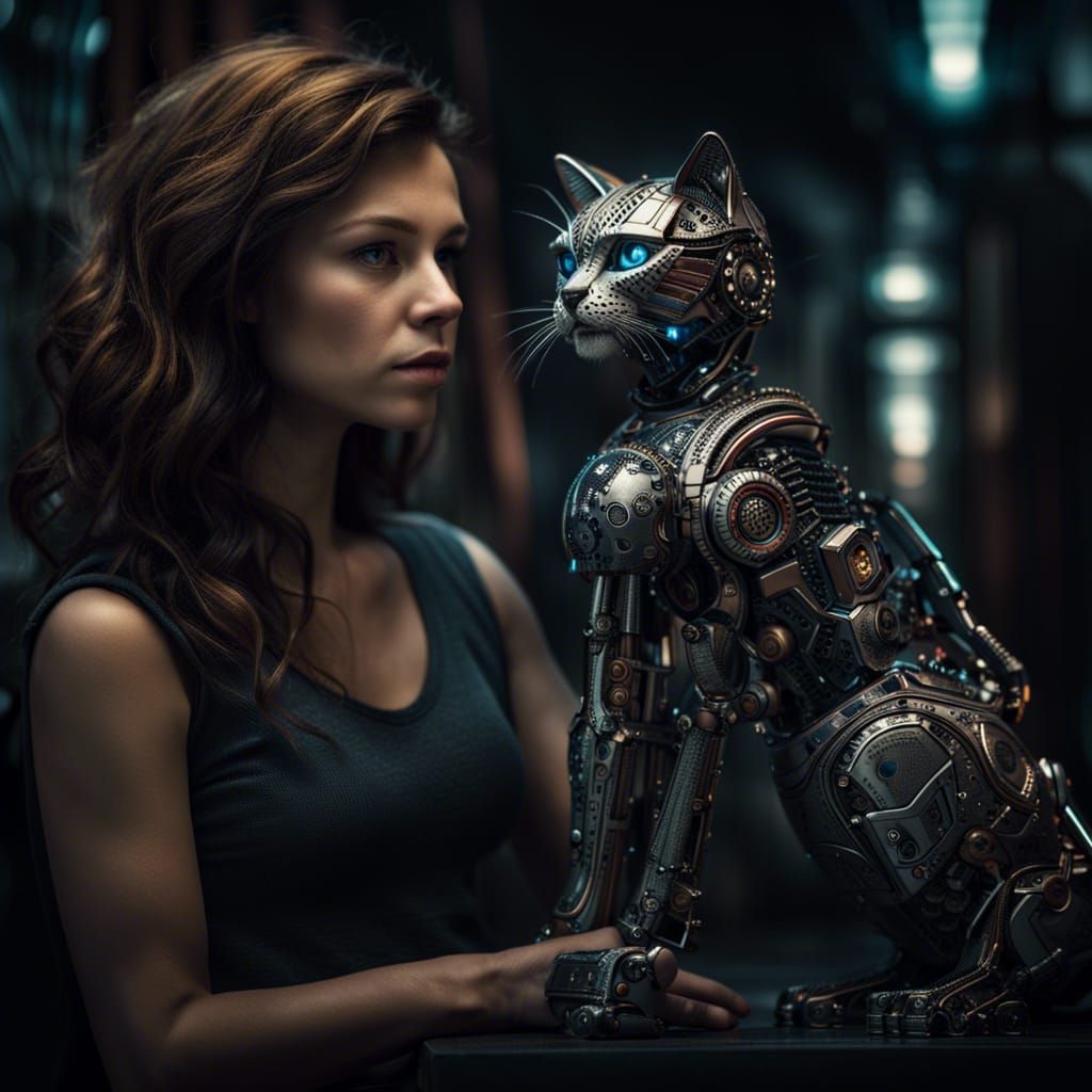 Kat and her Robot Pet  by @iAmDaddyRandy