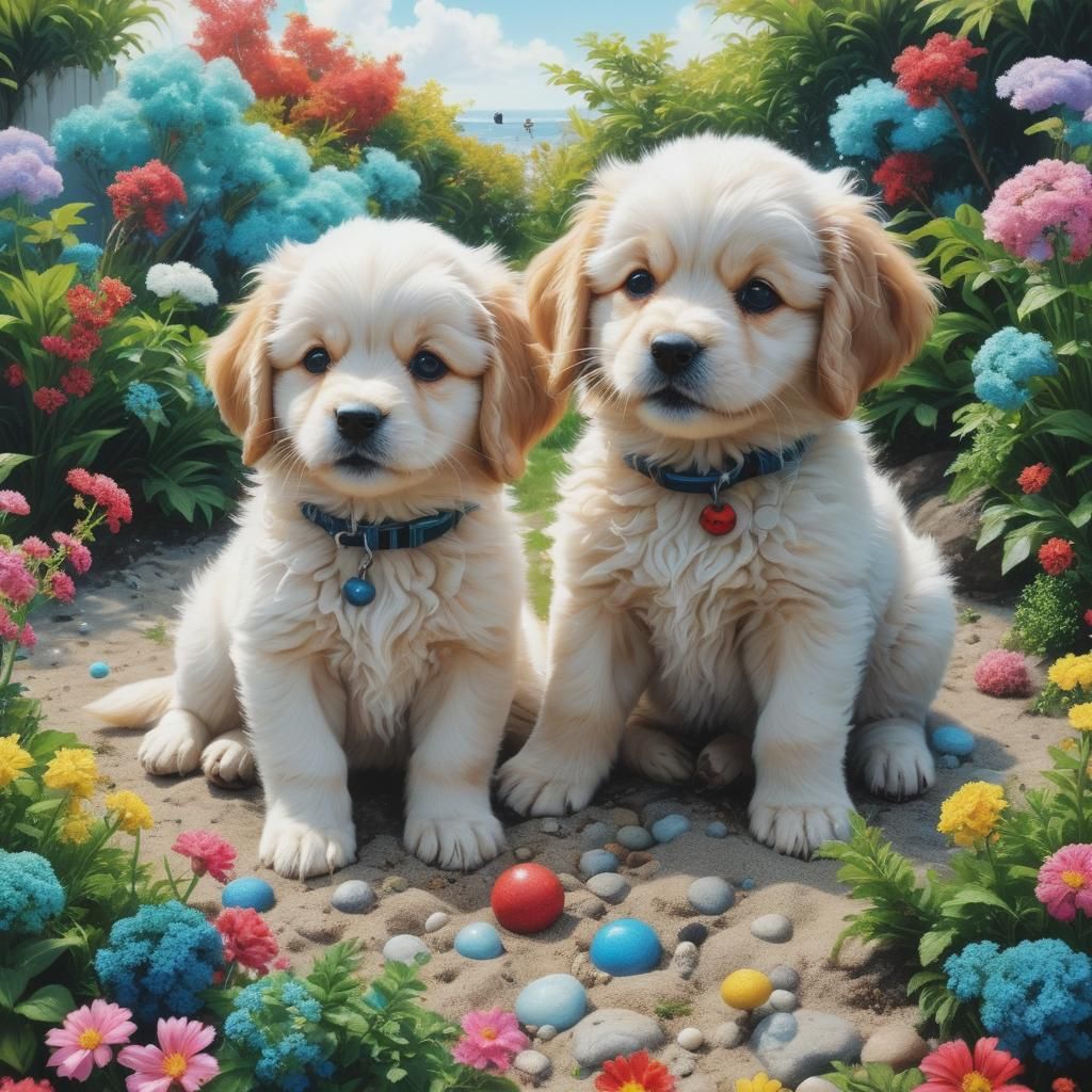 Puppies in my garden