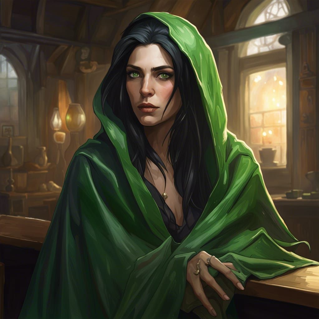 Green Eyed Woman in Saloon: Artstation Portrait