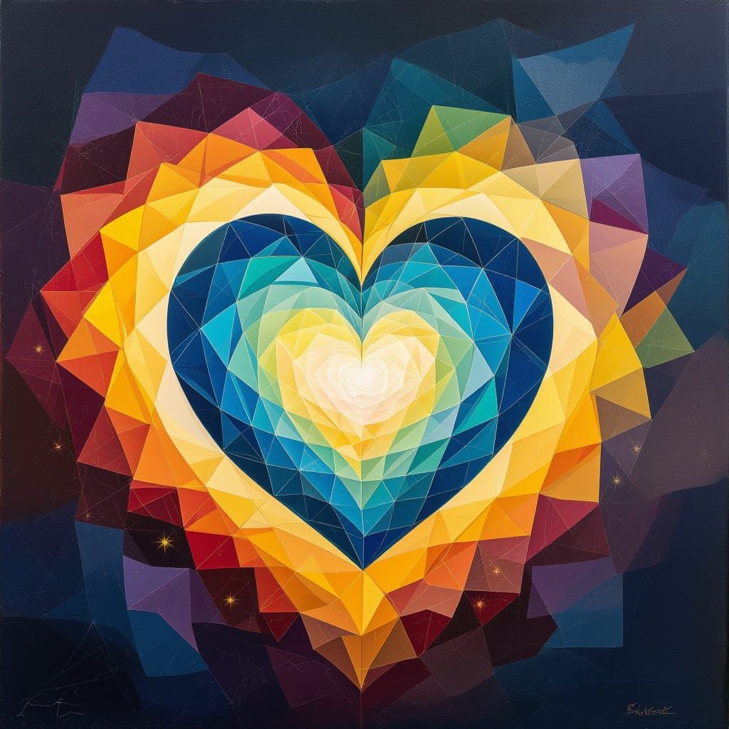 AI Art: Heart With Sleeping Figure in Light